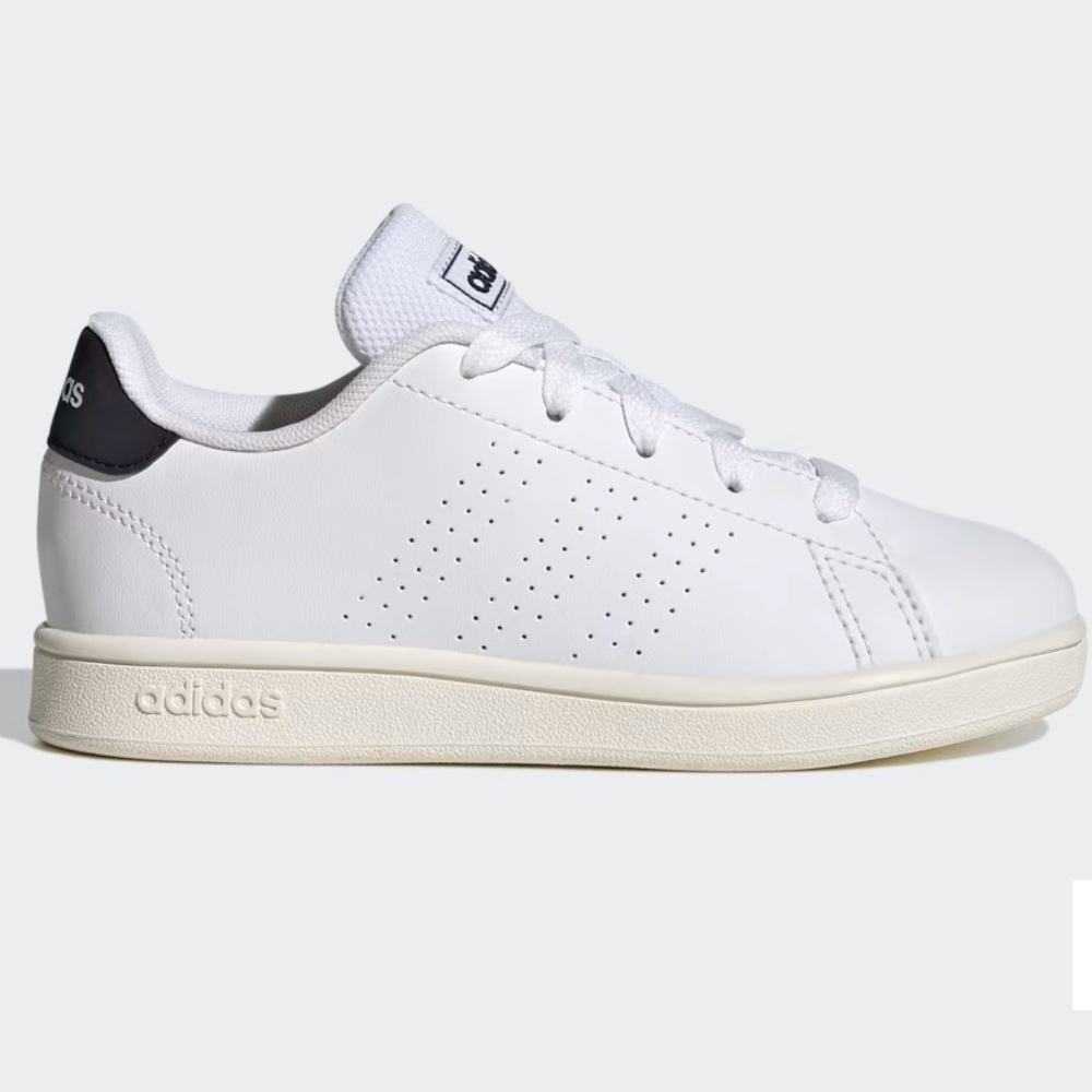 New ADIDAS ADVANTAGE WHITE / BLACK KIDS LACE SHOES SNEAKERS - Picture 14 of 15